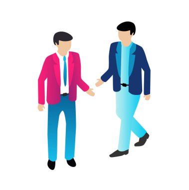 Isometric halkı iş adamı Trendy Flat konsepti