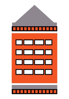 Vector City binası apartman dairesi düz renkli tek ev