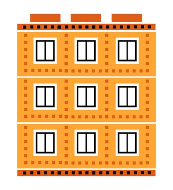 Vektör ögesi apartman dairesi düz renkli tek ev