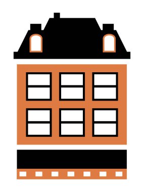 Vector City binası apartman dairesi düz renkli tek ev