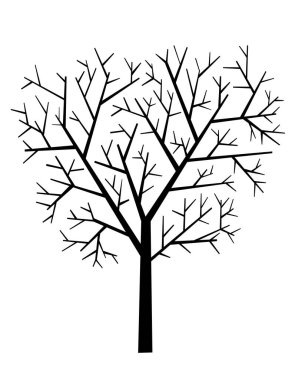 Afişler ve gömlekler için çiçek ağacı şeklinde koyu tek bir siluet.