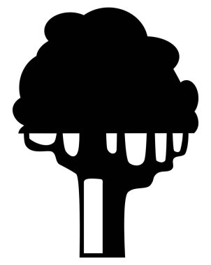 Afişler ve gömlekler için çiçek ağacı şeklinde koyu tek bir siluet.