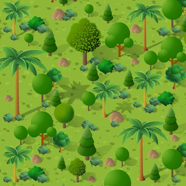 Bahçe parkı Isometric orman manzarası yeşil manzara yansıması — Stok Vektör