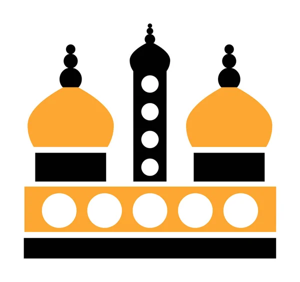 이슬람 사원 평평 한 색상의 단층집 건축 — 스톡 벡터