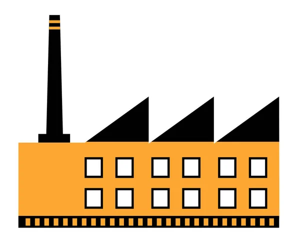 Edificio de fábrica industrial de color plano construcción de una sola casa — Vector de stock