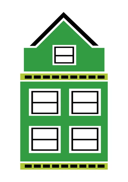 Vector City κτίριο διαμέρισμα κατοικιών επίπεδη χρώμα μονόκλινο σπίτι — Διανυσματικό Αρχείο