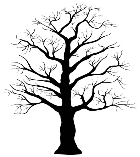 Forma de silueta única oscura de un árbol floral para los carteles, camisas — Vector de stock