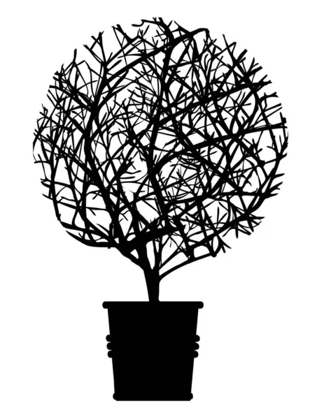 Forma de silueta única oscura de un árbol floral para los carteles, camisas — Vector de stock