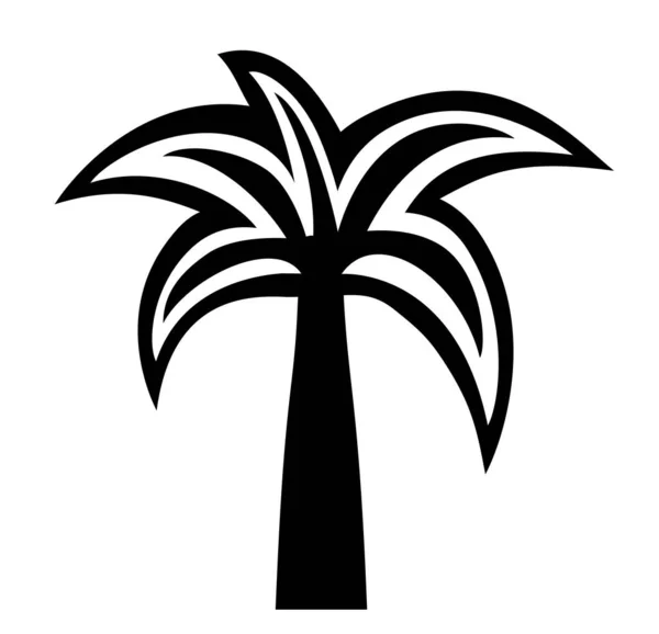 Tmavá jednoduchá silueta palmy ve tvaru květinového stromu na plakáty, košile — Stockový vektor