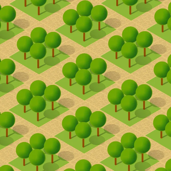 等度计3D树公园森林野营自然景观要素 — 图库矢量图片