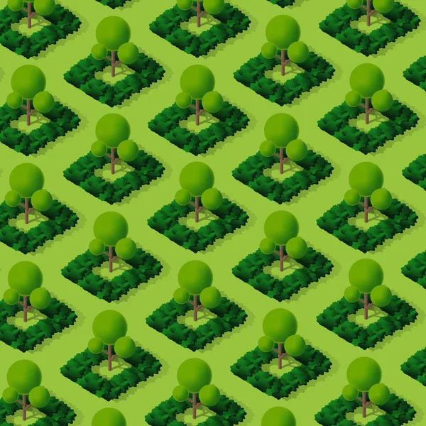 Isometric 3d arbres parc forêt camping éléments naturels pour paysage — Image vectorielle