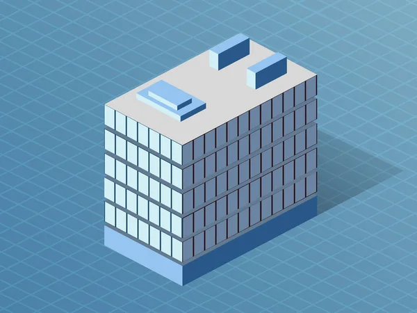 Enkel byggnad Isometrisk 3D dimensionell hus av den moderna arkitekturen — Stock vektor