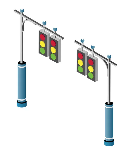 Luces isométricas para atascos de tráfico en la ciudad — Archivo Imágenes Vectoriales