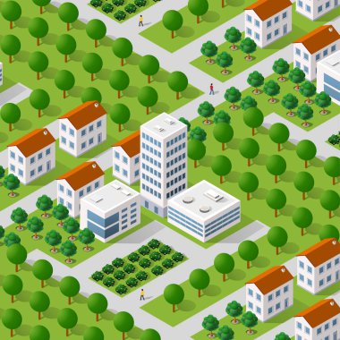 Isometric 3D caddesi, şehir merkezinin mimari bölgesi.