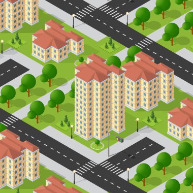 Isometric 3D caddesi, şehir merkezinin mimari bölgesi.