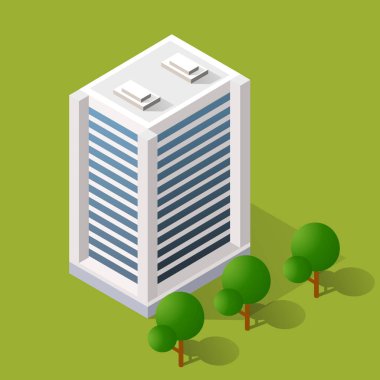 Modern şehrin vektör izometrik mimari binası