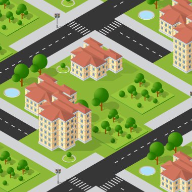 Isometric 3D caddesi, şehir merkezinin mimari bölgesi.