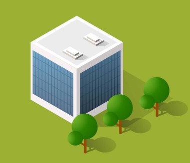 Modern şehrin vektör izometrik mimari binası