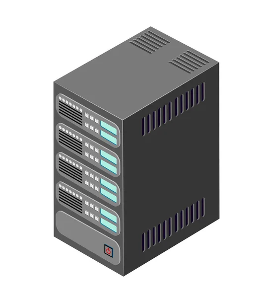 연결 데이터 센터의 단일 서버 네트워크 기술 — 스톡 벡터