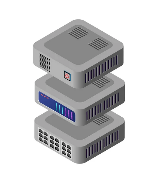 Single server network technology of connection data center — Stock vektor