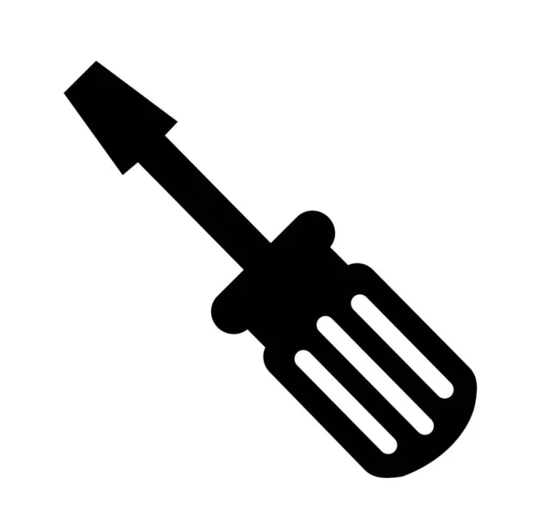El destornillador de la herramienta de reparación icono de silueta única — Vector de stock