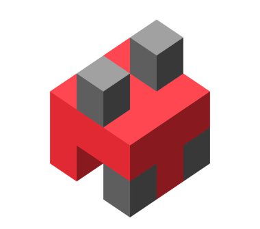 Soyut kübik izometrik logo nesnesi şablon olarak kullanılabilir