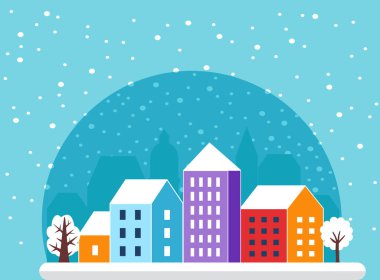 Şehir yaşamının yaşam tarzı illüstrasyonu. Düzlük.