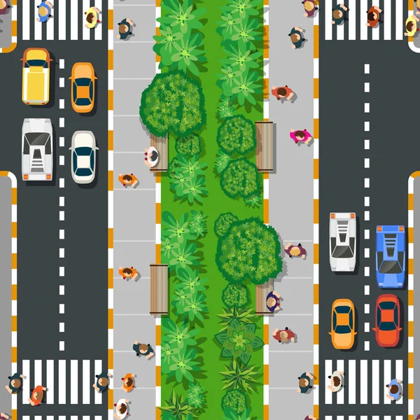 Top view Naadloos patroon van een snelweg kruising — Stockvector