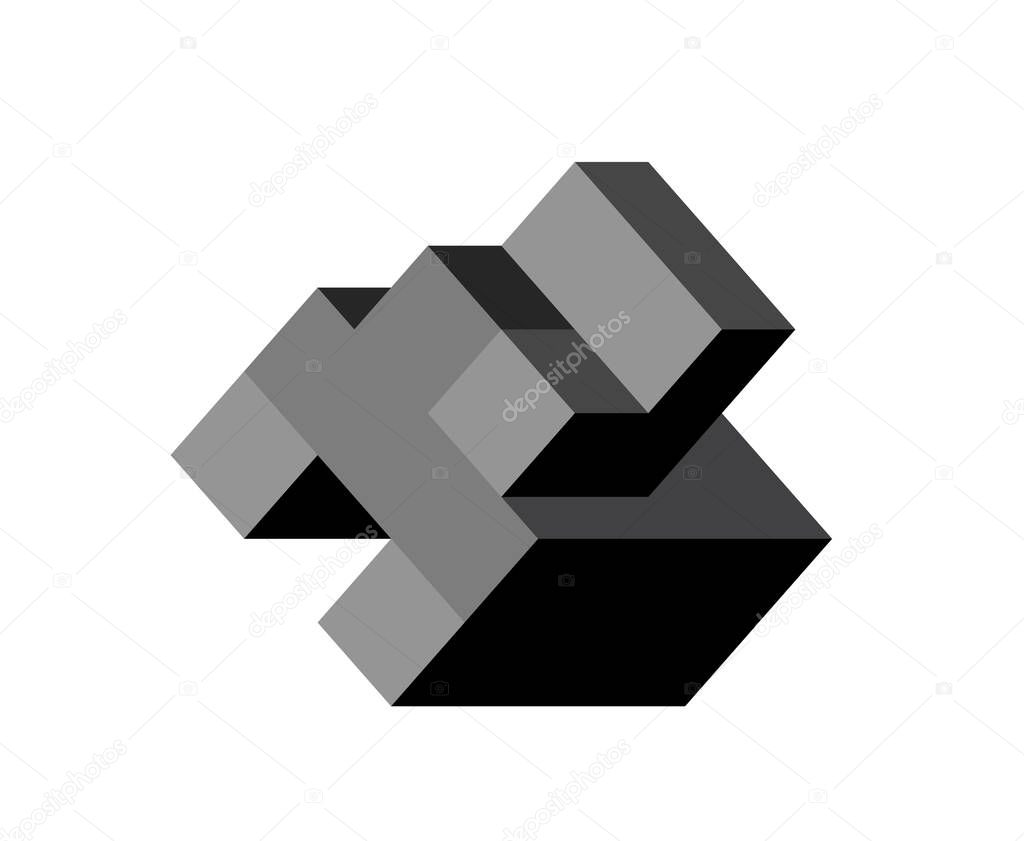 Abstract cubic isometric logo object, can be used as a template for logo or web design