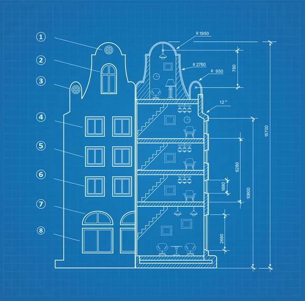 Blueprint tesisi — Stok Vektör