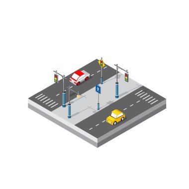 Şehir sokak bulvarı kentsel tasarımın izometrik elemanları