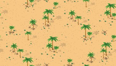 Orman çöl desenli, 3 boyutlu, pürüzsüz arka plan ağaçları çöl izometrik, tekrarlayan doğa manzarası.