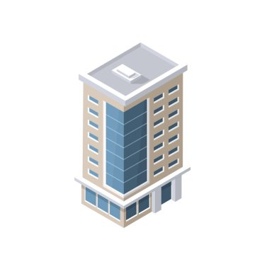 Sokak, gökdelen, şehir ve ev ile modern şehrin izometrik kentsel mimari binası. İş illüstrasyonu ve inşaat haritası şekli arka planı için