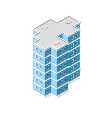 Sokak, gökdelen, şehir ve ev ile modern şehrin izometrik kentsel mimari binası. İş illüstrasyonu ve inşaat haritası şekli arka planı için