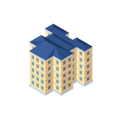 Ekonominin Isometric ev kent altyapısı. Peyzaj kasabası ağaçları resim parkı