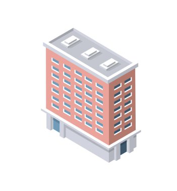 Bina gökdelen ev eleman sanayi ve gölgeler olmadan konut Tarzı düz isometrik şehir kesip