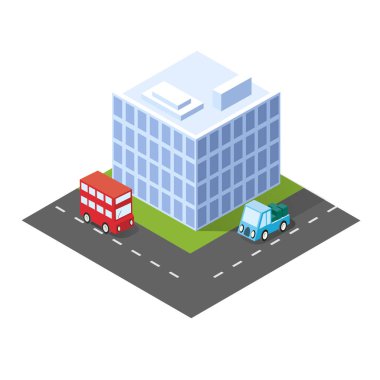 Bina gökdelen ev eleman sanayi ve gölgeler olmadan konut Tarzı düz isometrik şehir kesip