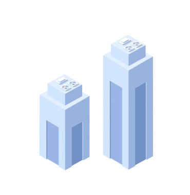 Bina gökdelen ev eleman sanayi ve gölgeler olmadan konut Tarzı düz isometrik şehir kesip