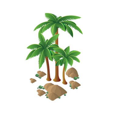 Palmiye ağacı çöl kum taşları ile biyometrik manzara sahnesi