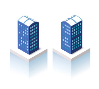 Şehir haritası arka planı için izometrik gökdelen, şehir binası ve modern şehir manzaralı iş geçmişi için mimari illüstrasyon şehri.