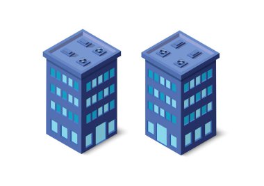 Modern 3d şehir izometrik üç boyutlu Infographic seçeneği afiş için iş kavramsal grafik ve diyagramlar, gökdelenler, dahil olmak üzere renkli izometrik şehir ile ev ve depolar sokakları