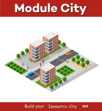 Şehir haritası arka planı için izometrik gökdelen, şehir binası ve modern şehir manzaralı iş geçmişi için mimari illüstrasyon şehri.