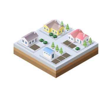 Kış Noel manzara kar akıllı iş teknolojisi, dijital modern konsept arka plan tatil futuristik izometrik şehir kapalı