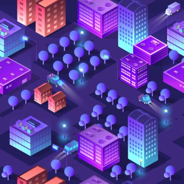 Isome menekşe mor arka plan şehir. Ev gökdeleni inşaatının pürüzsüz deseni. Ultraviyole görüntü.