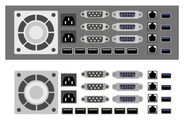 Bilgisayar parçaları ve pc donanım bileşenlerini serin aksesuarları çip işlemci güç Server Aygıt teknoloji kümesi. Elektrik tasarım aygıtları simgesini kavramı grafik.