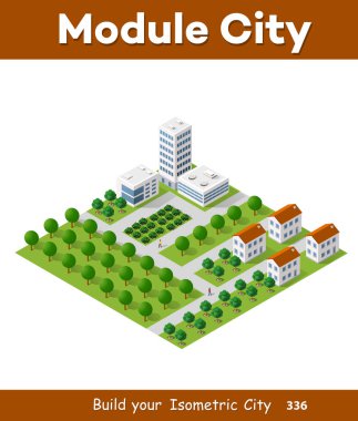 Isometric 3 boyutlu ağaçlar orman doğası doğa doğa doğa doğa doğa tasarımı için beyaz arka plan. İllüstrasyon izole. Şehir haritaları, oyunlar ve kasabanız için simgeler