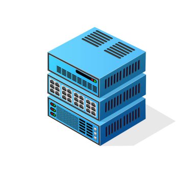 Ağ internet verileri için bir kripto sunucu için izometrik 3d bilgisayar. iş çiftliği web para bitcoin kavramı için teknoloji blockchain dijital madencilik illüstrasyon.