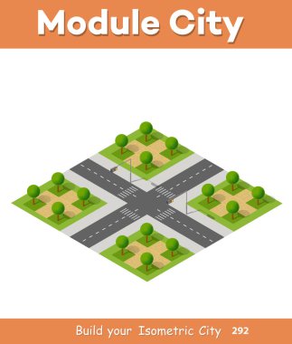 Park üç boyutlu bir şehrin ağaçlar ile izometrik 3d ayarla