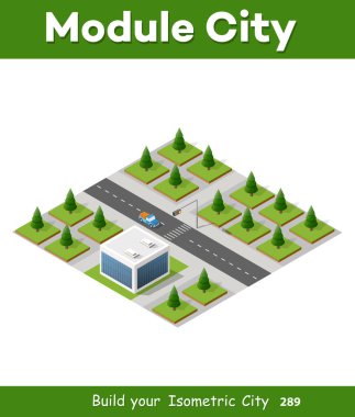 Üç boyutlu bir şehrin ağaçlar ile izometrik 3d park