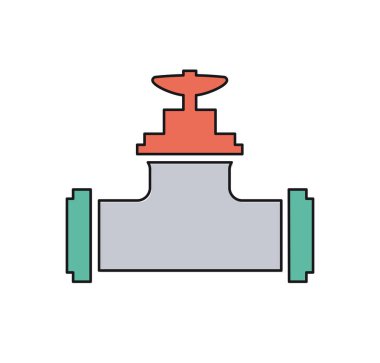 Boru sistemindeki sıvı akışını düzenleyen kapakçık, tesisat, endüstri, mühendislik ve sıvı kontrolü temsil ediyor.